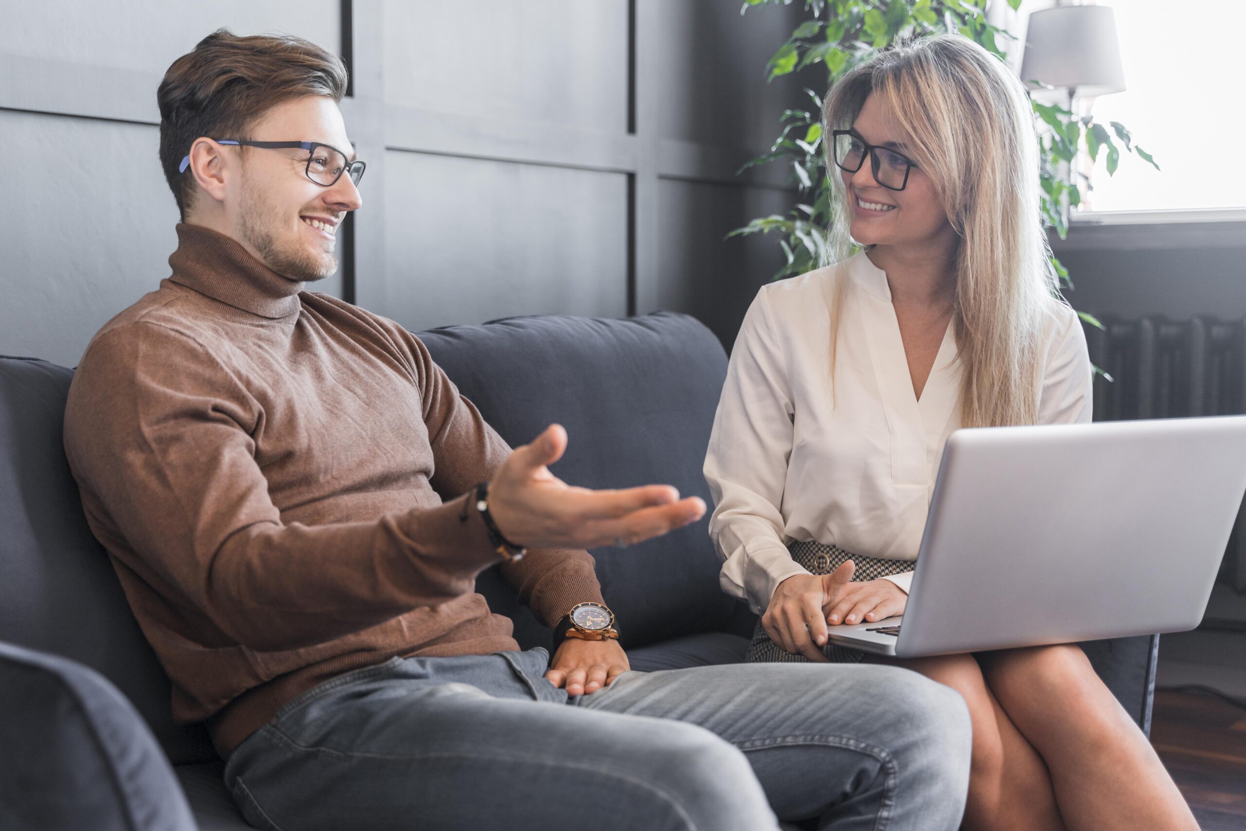 Two people in an interview